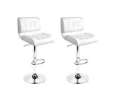 Set of 2 PU Leather Gas Lift Bar Stools - White